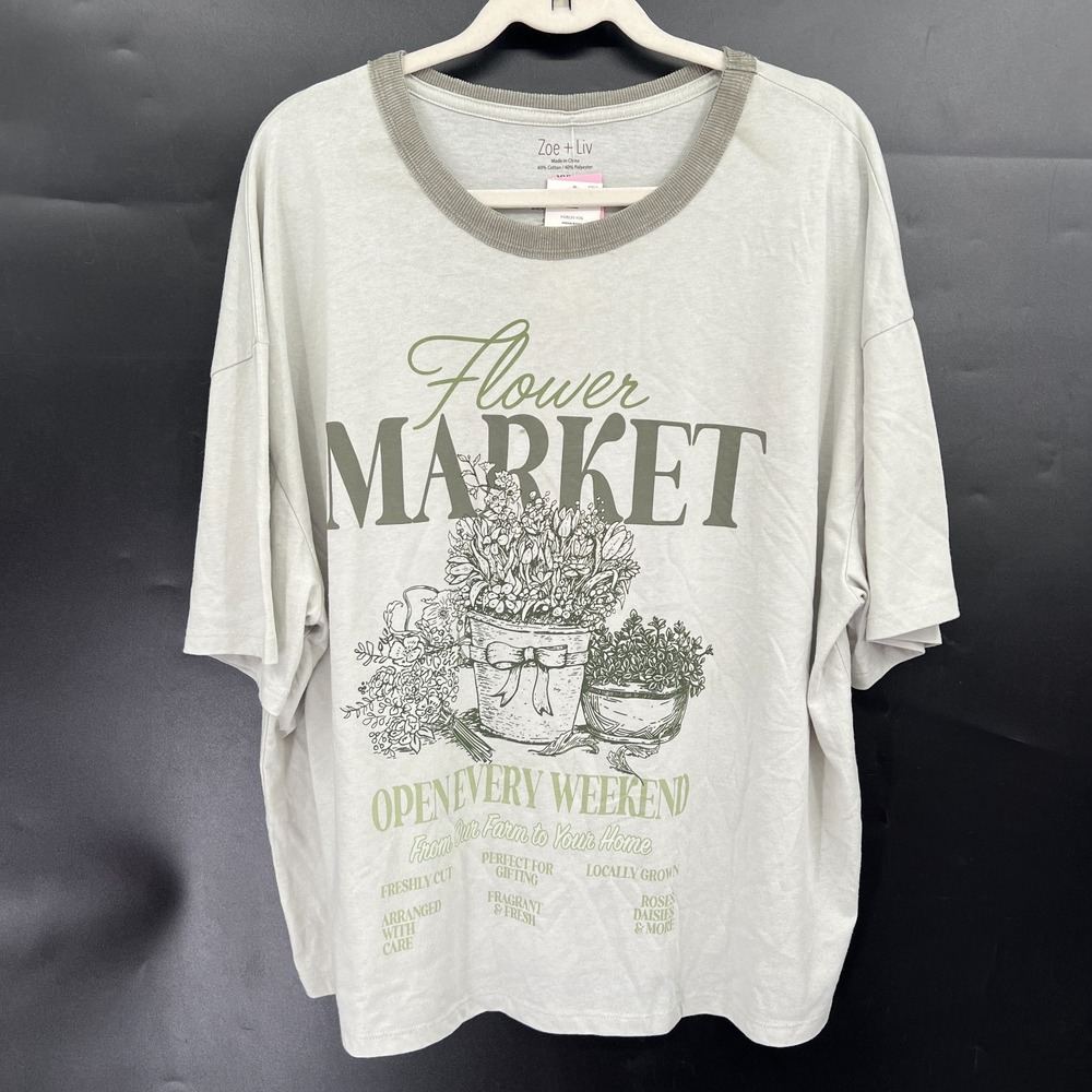 NEW zoe + Liv green ringer retro t-shirt granola girl botanical eco cottagecore - Picture 9 of 9